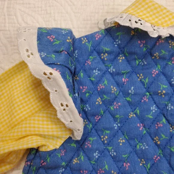 Vintage Floral & Gingham w/ Lace Trim Shirt 24 months - Picture 8 of 8